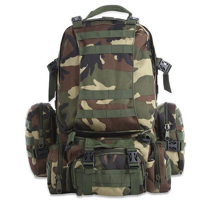 50L outdoor Molle military tactical backpack in black, waterproof rucksack for camping, hiking, travel, and sports