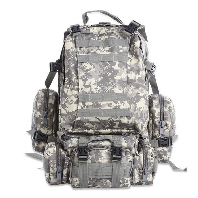 50L outdoor MOLLE military tactical backpack in waterproof design for camping, hiking, travel, and sports