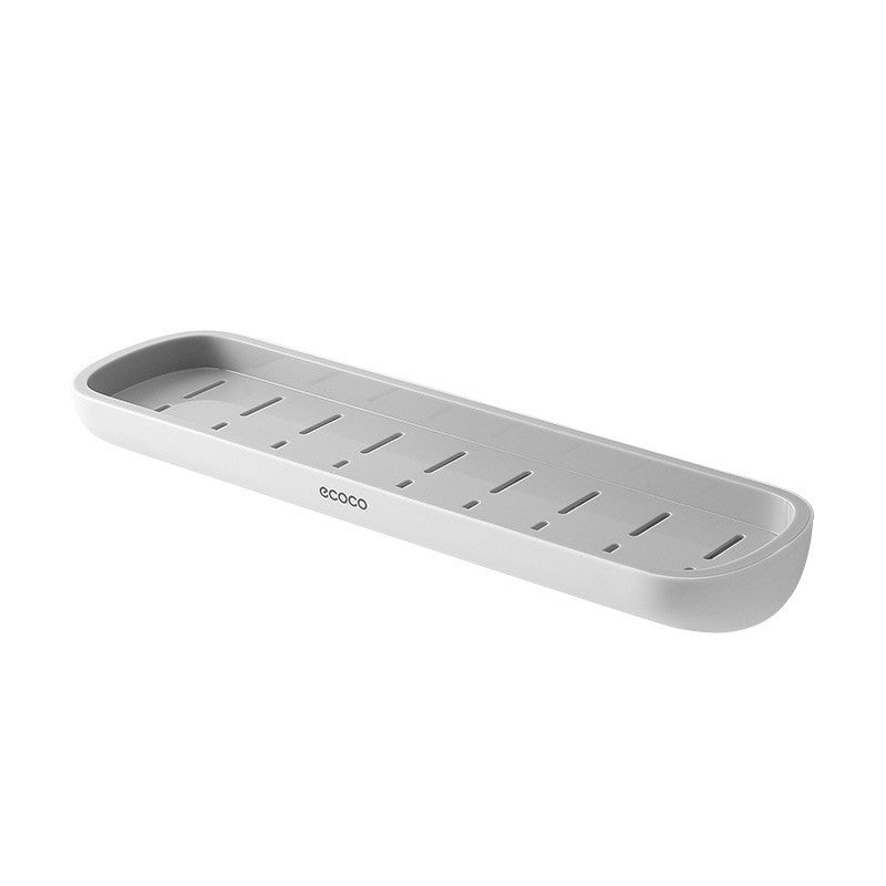 Wall-mounted bathroom storage rack for organizing toiletries and kitchen essentials
