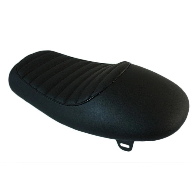 Retro modified CG125 motorcycle cafe seat bag with buckle, black leather design