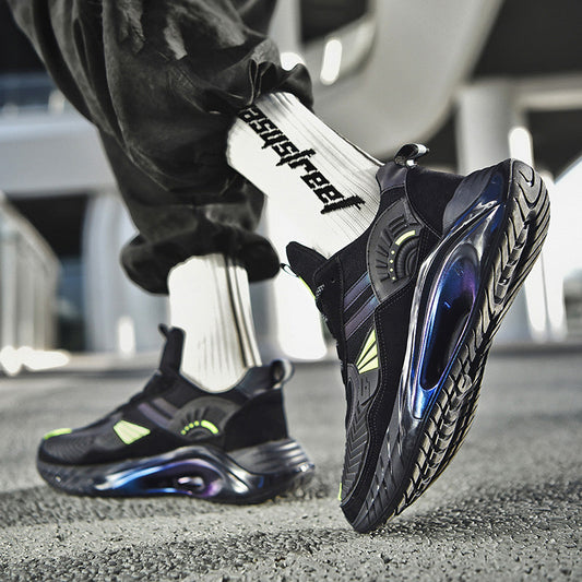 Men's basketball low-top sneakers, Korean-style youth running shoes for sports and leisure, black and white design