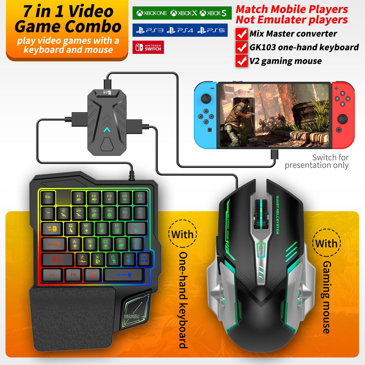 PS4 console keyboard and mouse converter adapter for gaming setup
