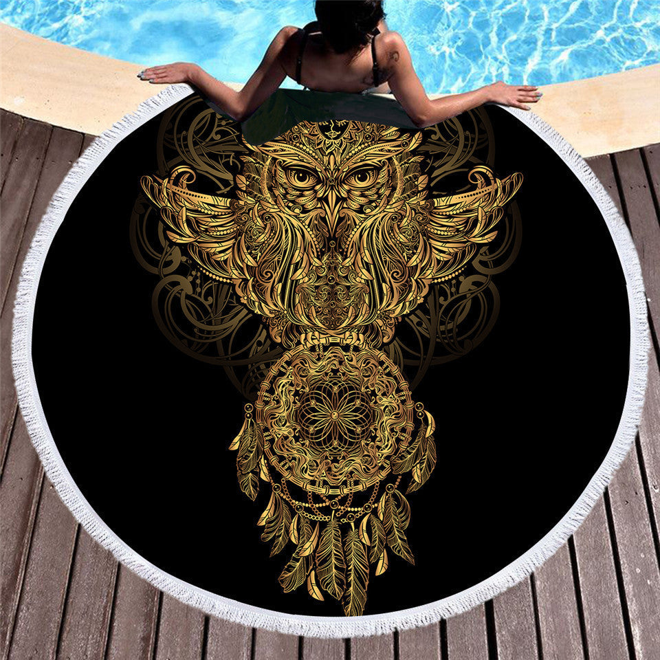 Customized bronzing microfiber beach towel with a smooth, reflective finish