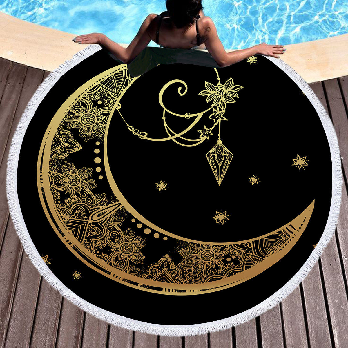 Customized bronzing microfiber beach towel folded to show its soft texture and design