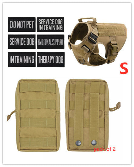 Military tactical dog harness for German Shepherd, adjustable pet dog back vest in black