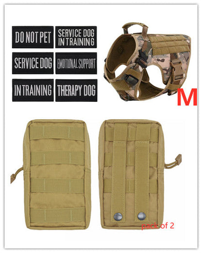Military tactical dog harness for German Shepherd, adjustable pet dog back vest in black