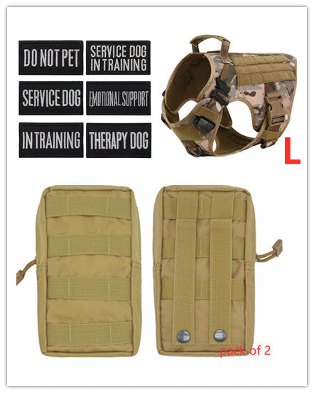 Military tactical dog harness on a German Shepherd, adjustable pet dog back harness in black