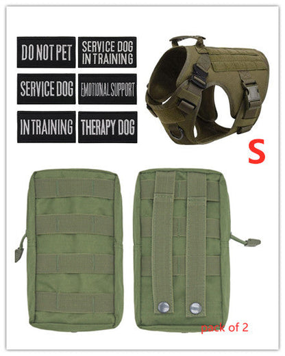 Military tactical dog harness for German Shepherd, adjustable pet dog back vest in durable black design