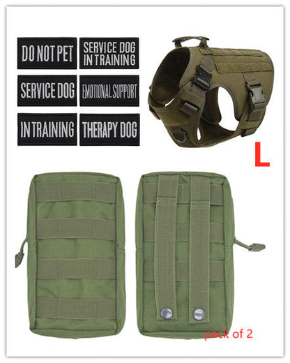 Military tactical dog harness for adjustable German Shepherd pet dog back support