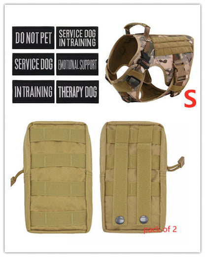 Military tactical dog harness for German Shepherd, adjustable pet dog back design