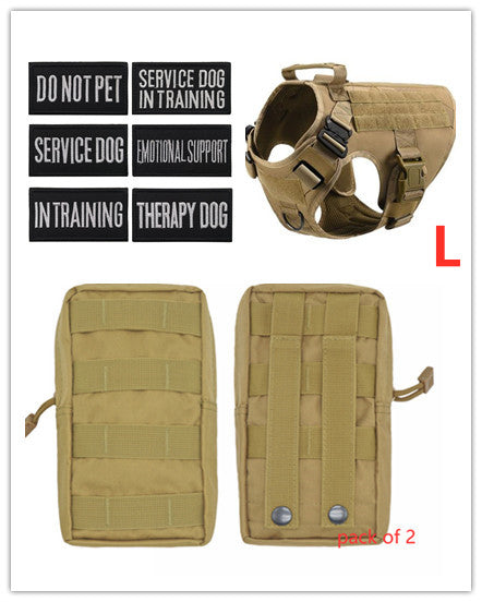 Military tactical dog harness for German Shepherd, adjustable pet dog back vest in durable black material