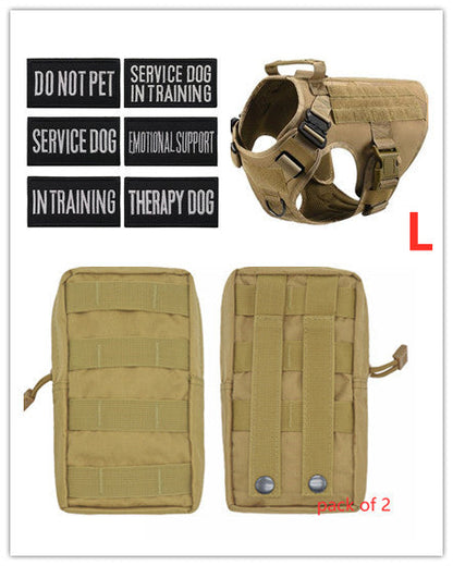 Military tactical dog harness for German Shepherd, adjustable pet dog back vest in durable black material