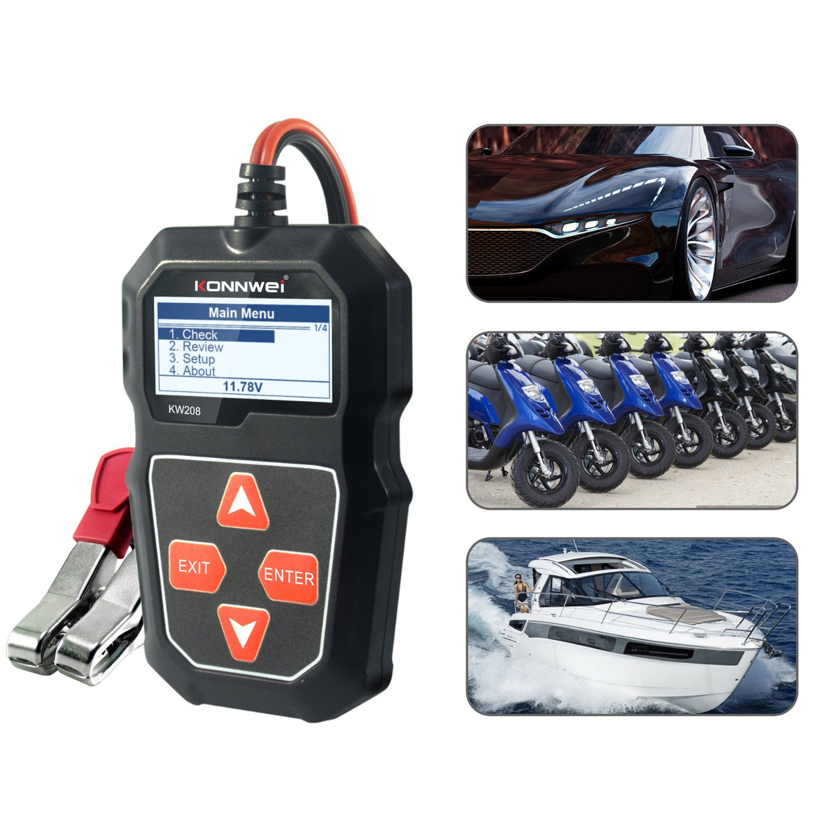 Konnwei KW208 car battery resistance tester handheld diagnostic device sealed in retail packaging