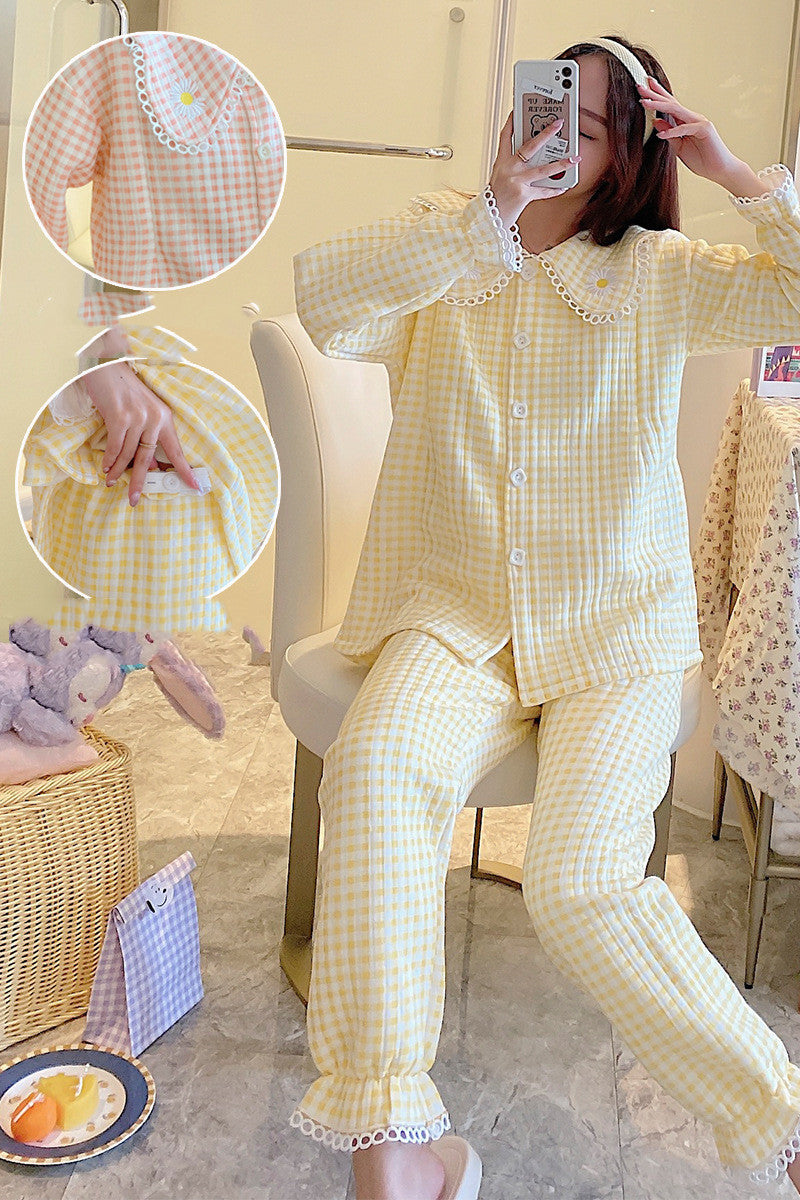 Maternity winter air cotton zippered confinement pajamas in soft, comfortable fabric