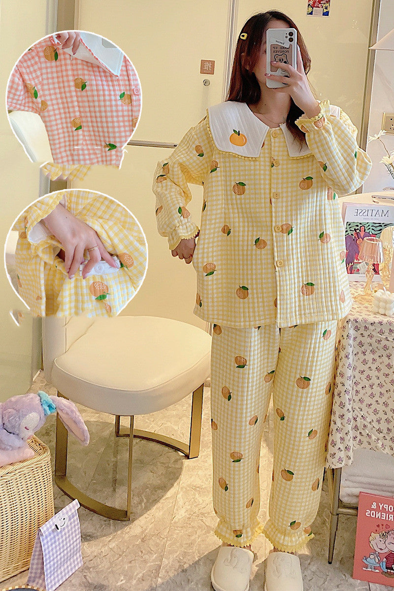 Winter air cotton maternity pajamas with front zipper, soft confinement clothing set for postpartum wear