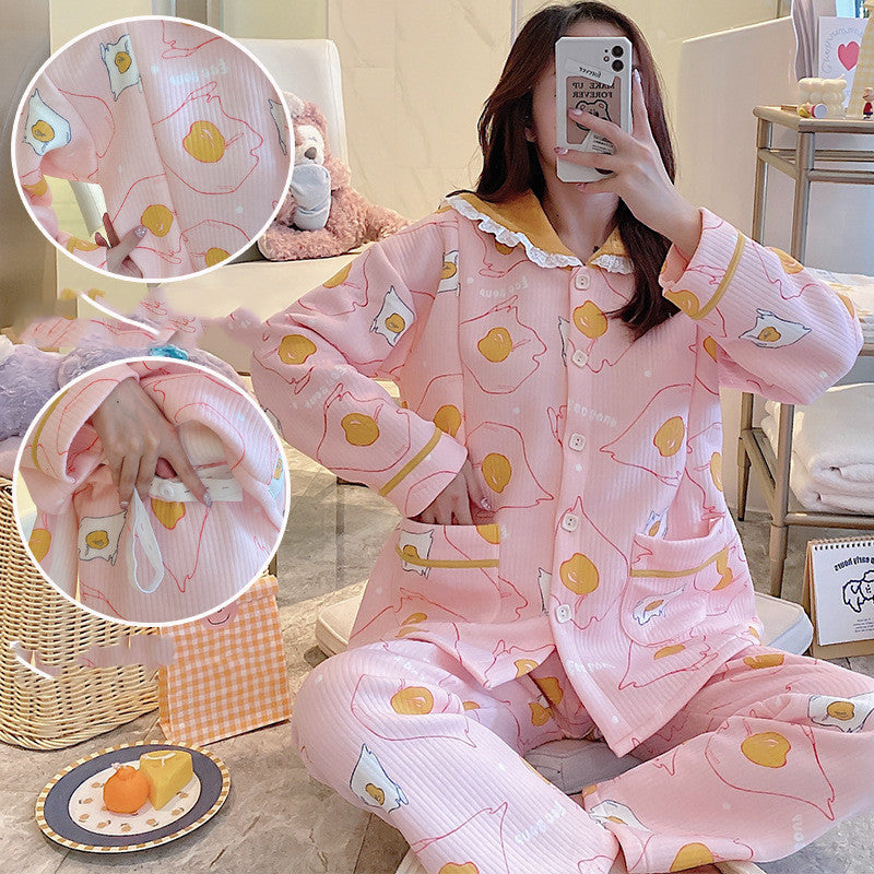 Maternity winter air cotton zipper confinement pajamas in a soft, comfortable design