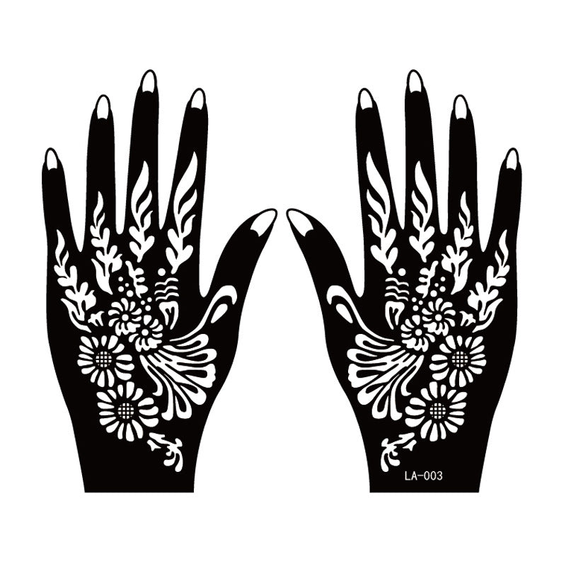Two sheets of hand tattoo decal henna stencil temporary tattoos, Type 7 pattern in assorted designs