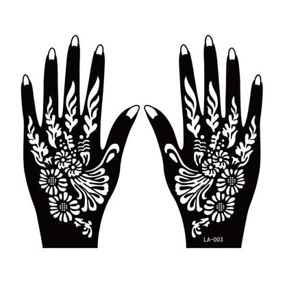 Two sheets of hand tattoo decal henna stencil temporary tattoos, Type 7 pattern in assorted designs