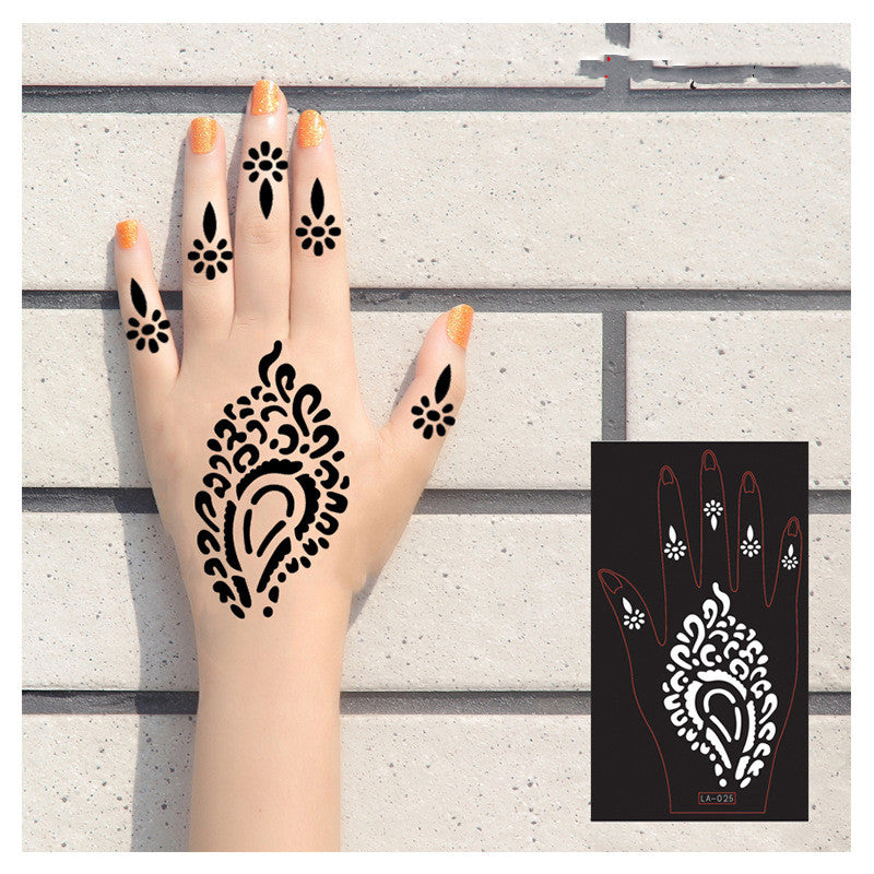 Two sheets of hand tattoo decal henna stencils, Type 7 temporary design set