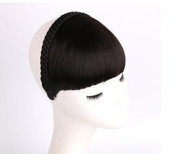 Secret Bang & Braid headband with braided hair detail and faux bangs in a natural style