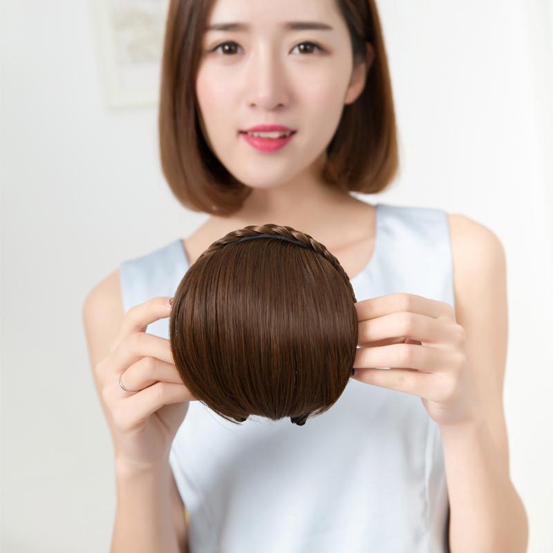 Secret Bang & Braid headband by My Store with faux bangs and braided hair design