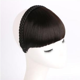 Secret Bang & Braid Headband with faux bangs and braided hair detail, black hair accessory