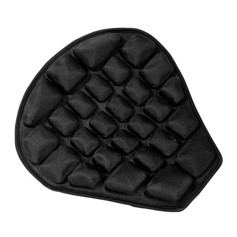 Motorcycle air seat cushion, black textured cover with supportive inflatable design