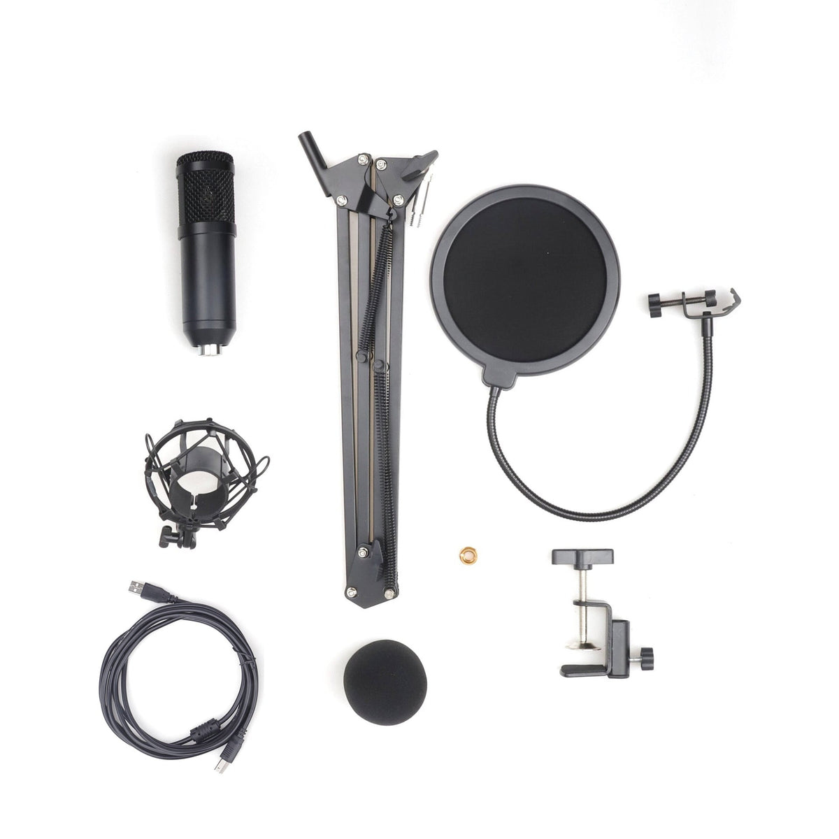 BM-800 192kHz 24-bit USB condenser microphone for computer recording, black studio mic with adjustable stand
