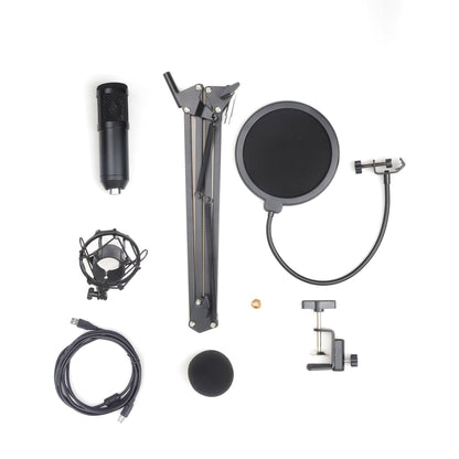 BM-800 192kHz 24-bit USB condenser microphone for computer recording, black studio mic with adjustable stand