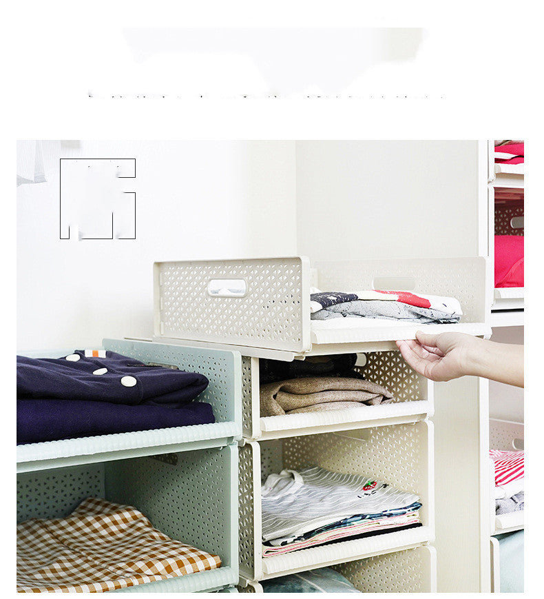 Drawer type space-saving wardrobe dormitory rack with multiple storage drawers, front view