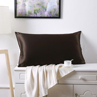 Double-sided 19 momme silk pillowcase in smooth, luxurious fabric, shown in a folded view