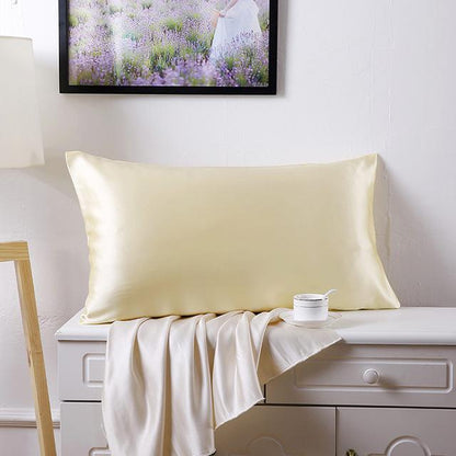 Double-sided 19 momme silk pillowcase, smooth silver fabric with envelope closure
