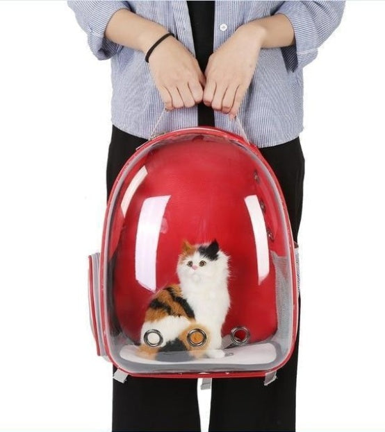 Transparent cat carrier backpack pet space bag with full-view design