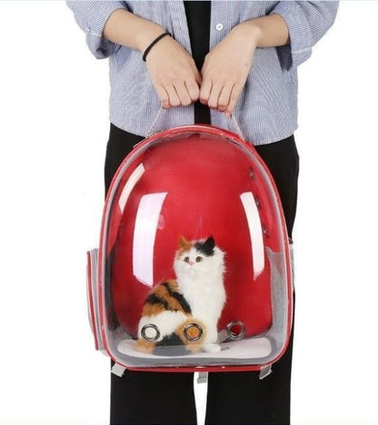 Transparent cat carrier backpack pet space bag with full-view design