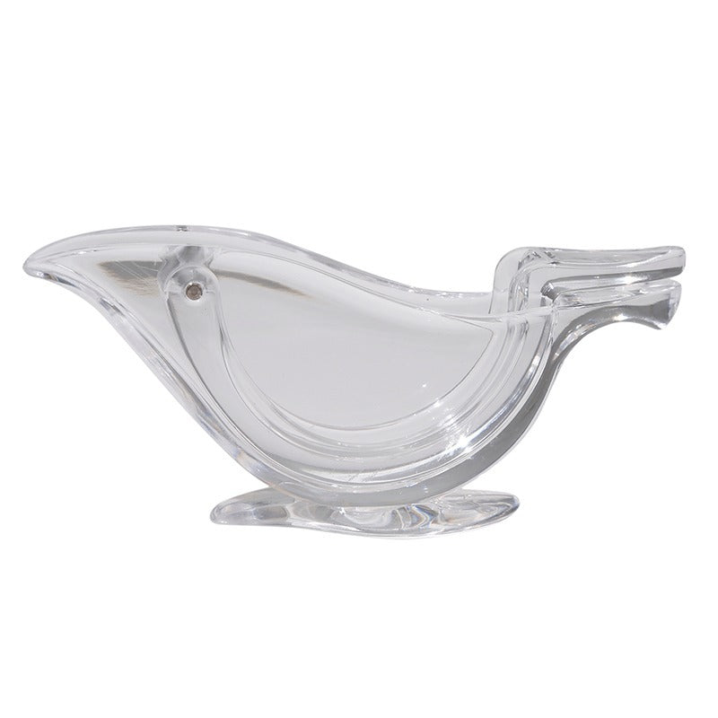 Transparent acrylic bird-shaped manual lemon juicer with lemon slice squeezer design