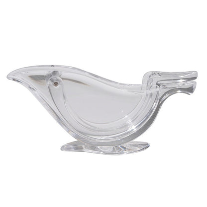 Transparent acrylic bird-shaped manual lemon juicer with lemon slice squeezer design