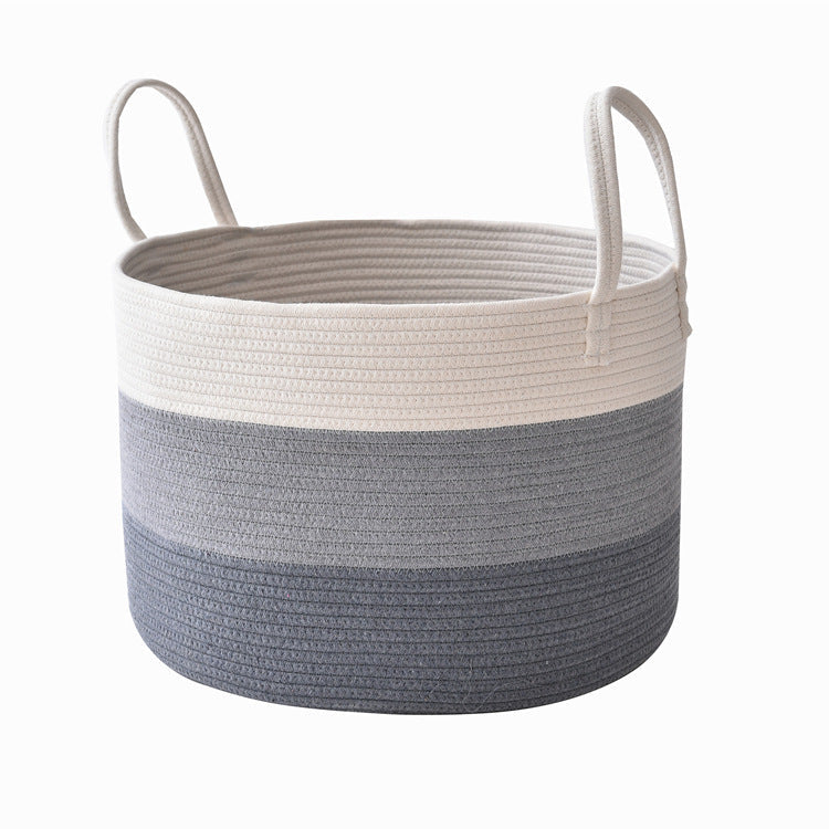 Cotton rope storage basket for toys, sundries, and laundry in a natural woven design
