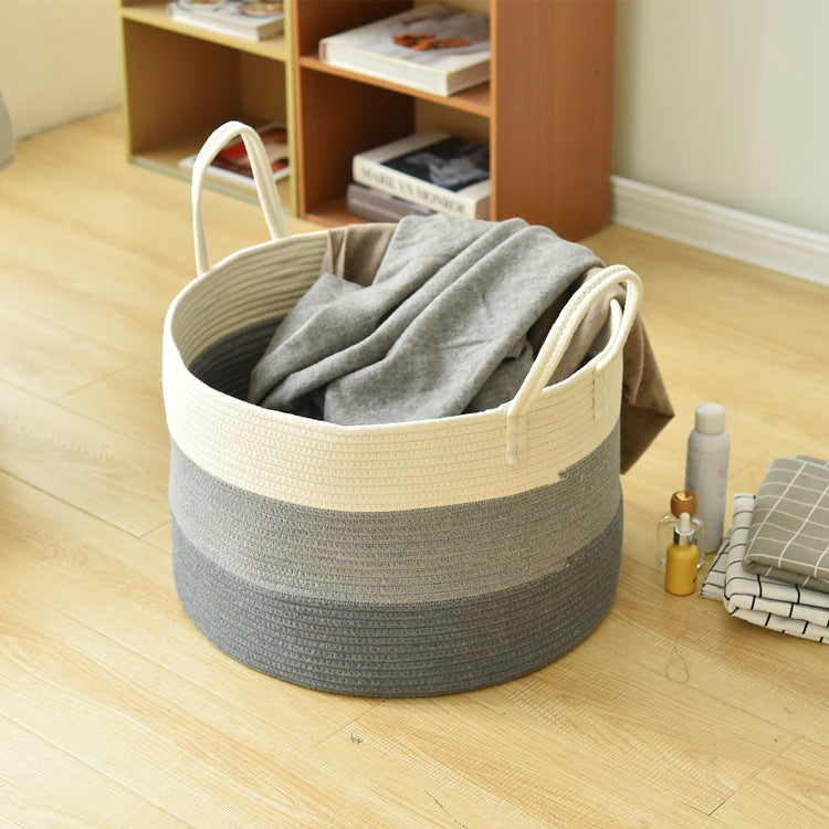 Cotton rope storage basket for toys, sundries, and laundry by My Store
