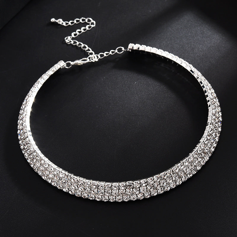 Exaggerated claw diamond beaded four-piece set multilayer necklace in a layered design