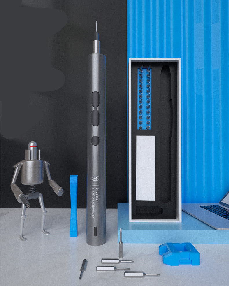 Rechargeable mini precision electric screwdriver set for household repairs, compact handheld design