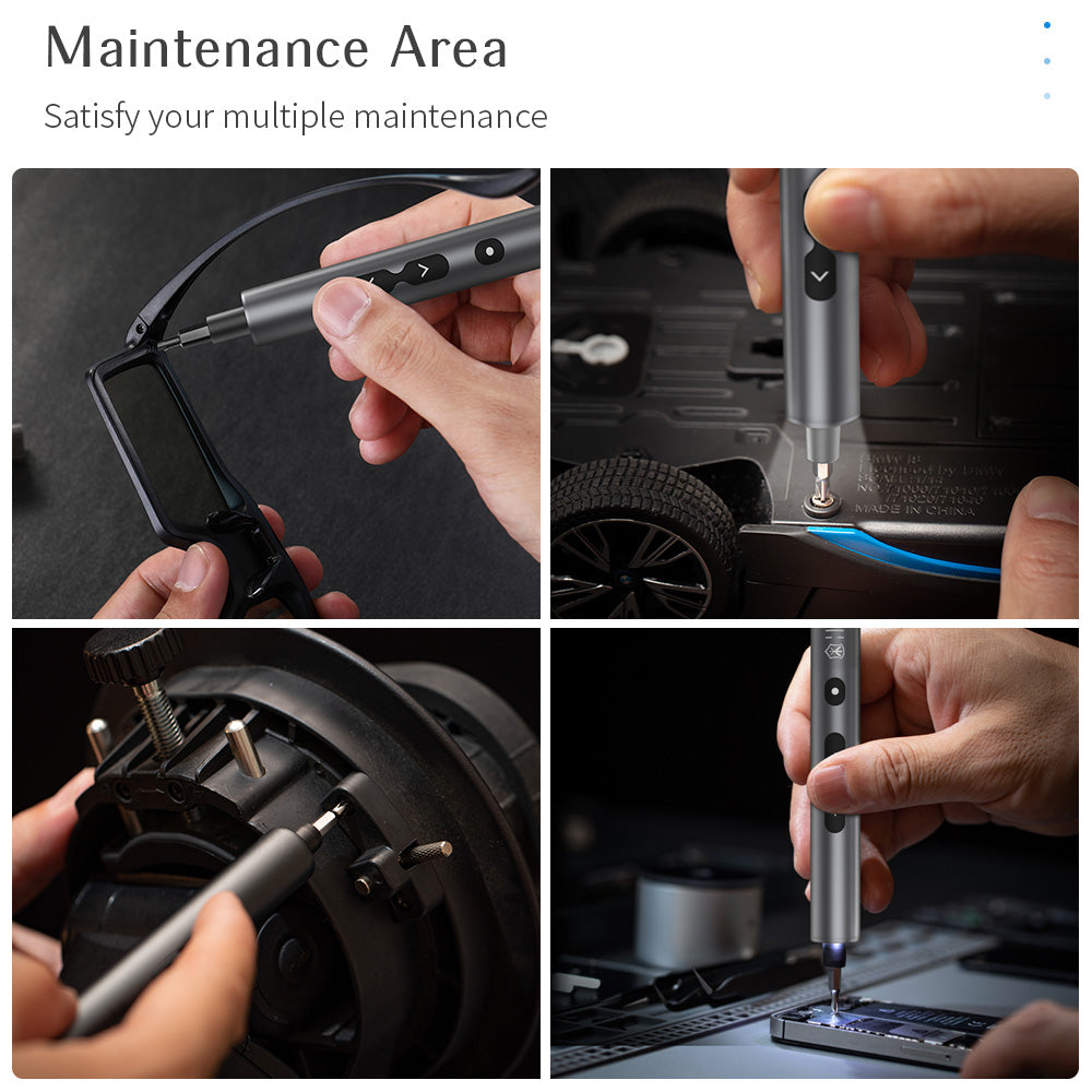 Rechargeable mini electric screwdriver with precision bit set for household repairs