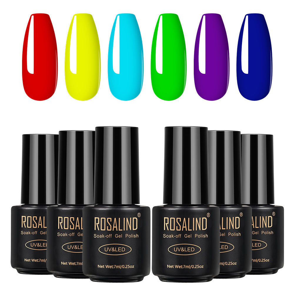 Six-bottle Fine nail polish set displayed together