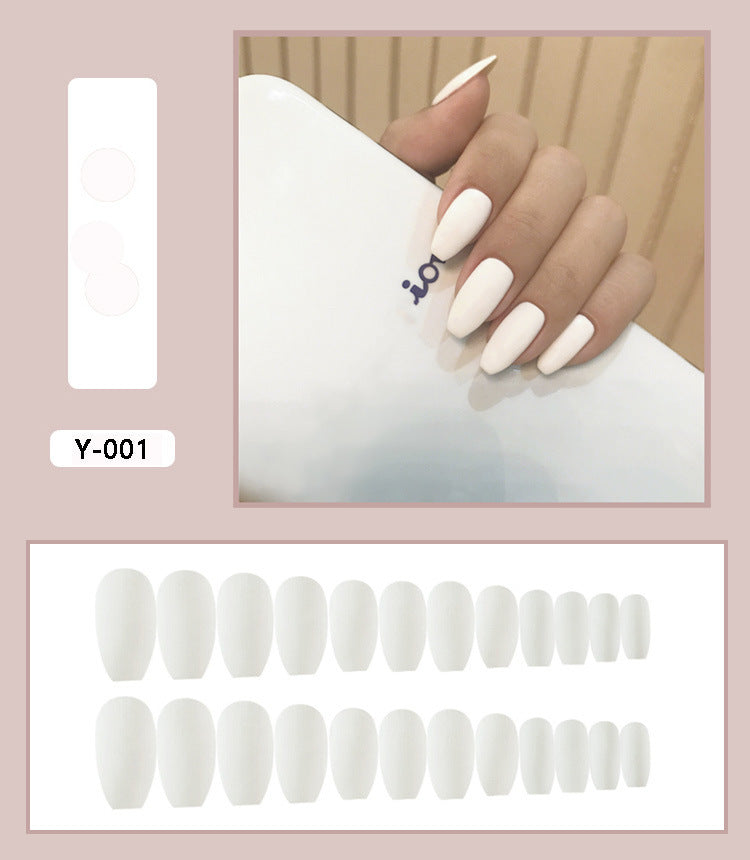 Frosted short ballet wear finished fake nails in solid color patch design