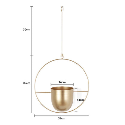 Nordic style hanging iron flower pot for hydroponic orchids, simple light luxury plant decoration in black metal