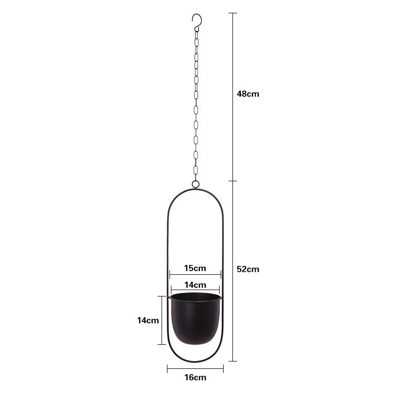 Nordic-style hanging iron flower pot with hydroponic orchid plant decoration in a simple light luxury design