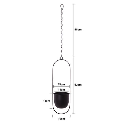 Nordic-style hanging iron flower pot with hydroponic orchid plant decoration in a simple light luxury design