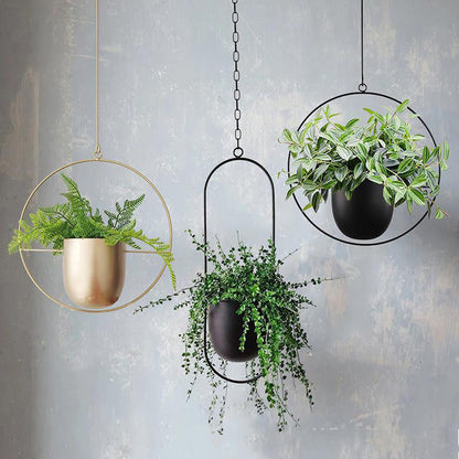 Nordic-style hanging iron flower pot for hydroponic orchids and potted plant decor