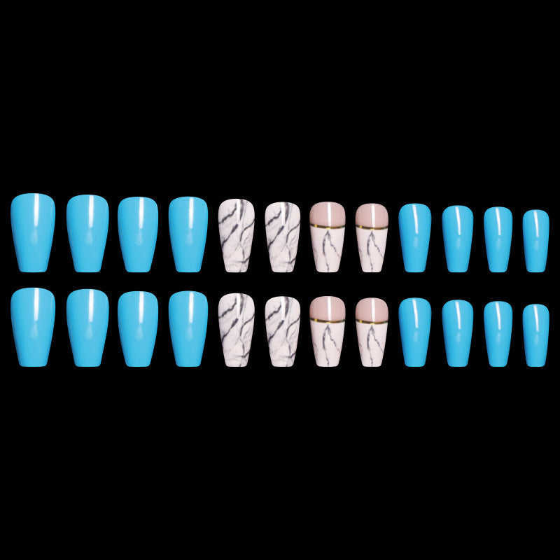 Ballet coffin fake nails with elegant tapered shape and smooth finish; My Store nail set