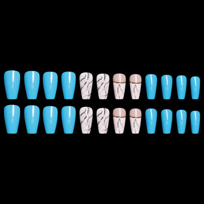 Ballet coffin fake nails with elegant tapered shape and smooth finish; My Store nail set