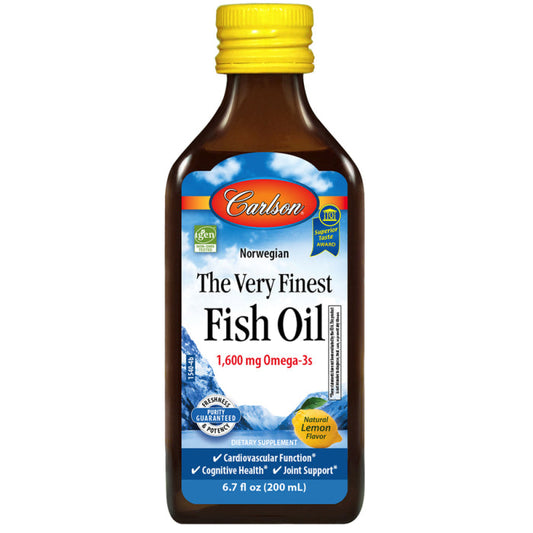 Carlson Labs, Norwegian, The Very Finest Fish Oil, Natural Lemon Flavor, 1,600 Mg, 6.7 Fl Oz (200 Ml)